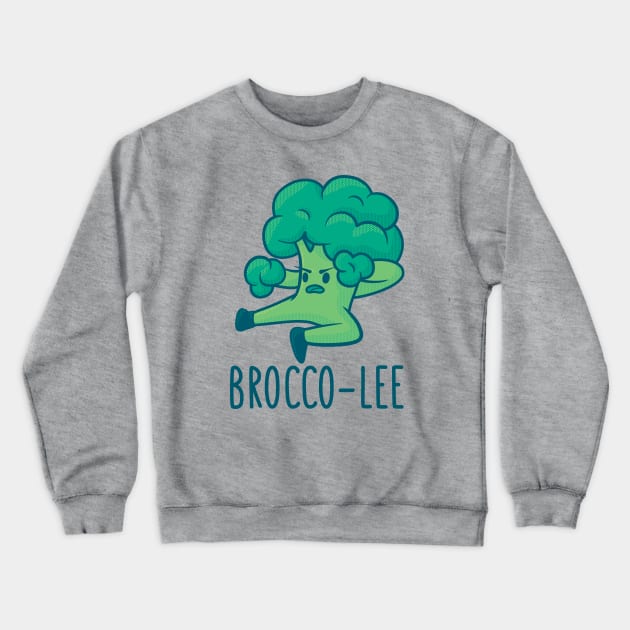 Funny Broccoli Veggie Brocco-Lee Karate Design Crewneck Sweatshirt by HiFi Tees